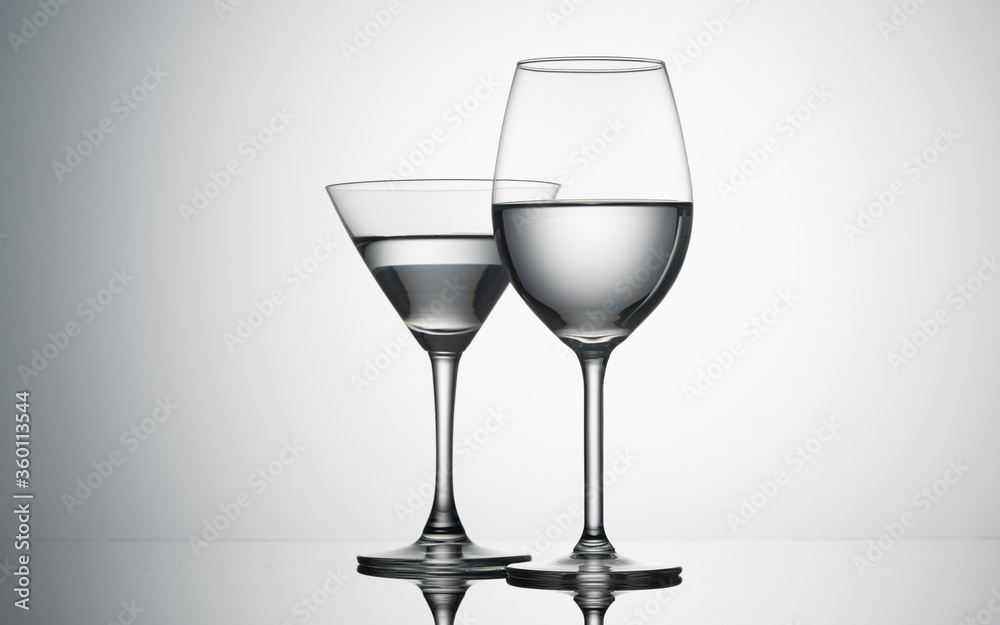 empty  wine glasses on  background