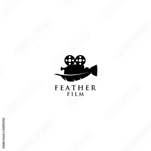 Feather Film Logo Design Vector