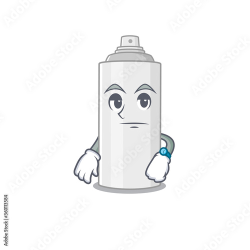 Mascot design style of hair spray with waiting gesture