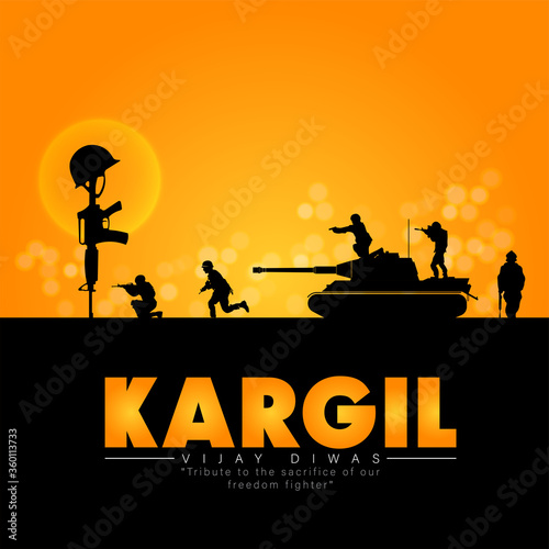 illustration of silhouettes of soldiers abstract concept for Kargil Vijay Diwas, banner or poster. Vector illustration photo