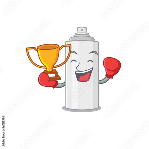 Fabulous boxing winner of hair spray caricature design style