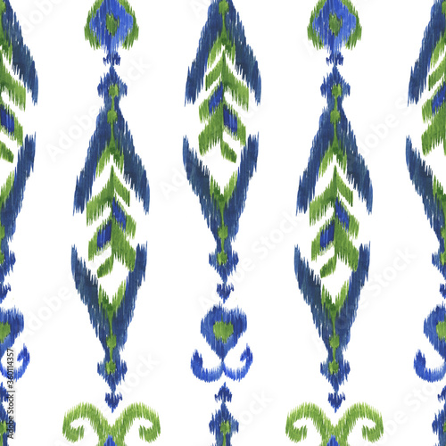 Wallpaper Mural Watercolor painting abstract seamless ikat pattern. Oriental motifs Torontodigital.ca