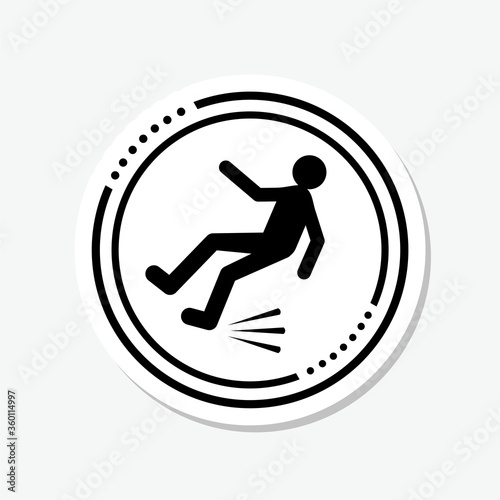 Slippery floor graphic sticker icon isolated on gray background