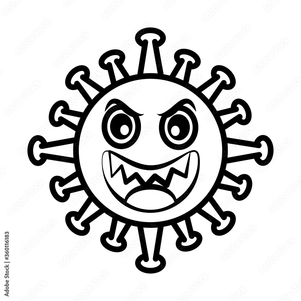 virus emoticon, covid-19 emoji character infection, angry face, line cartoon style virus emoticon, covid-19 emoji character infection, angry face, line cartoon style