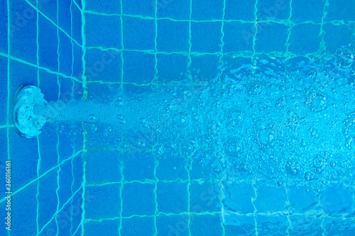 pool view from top above with bubble jet spray machine inside