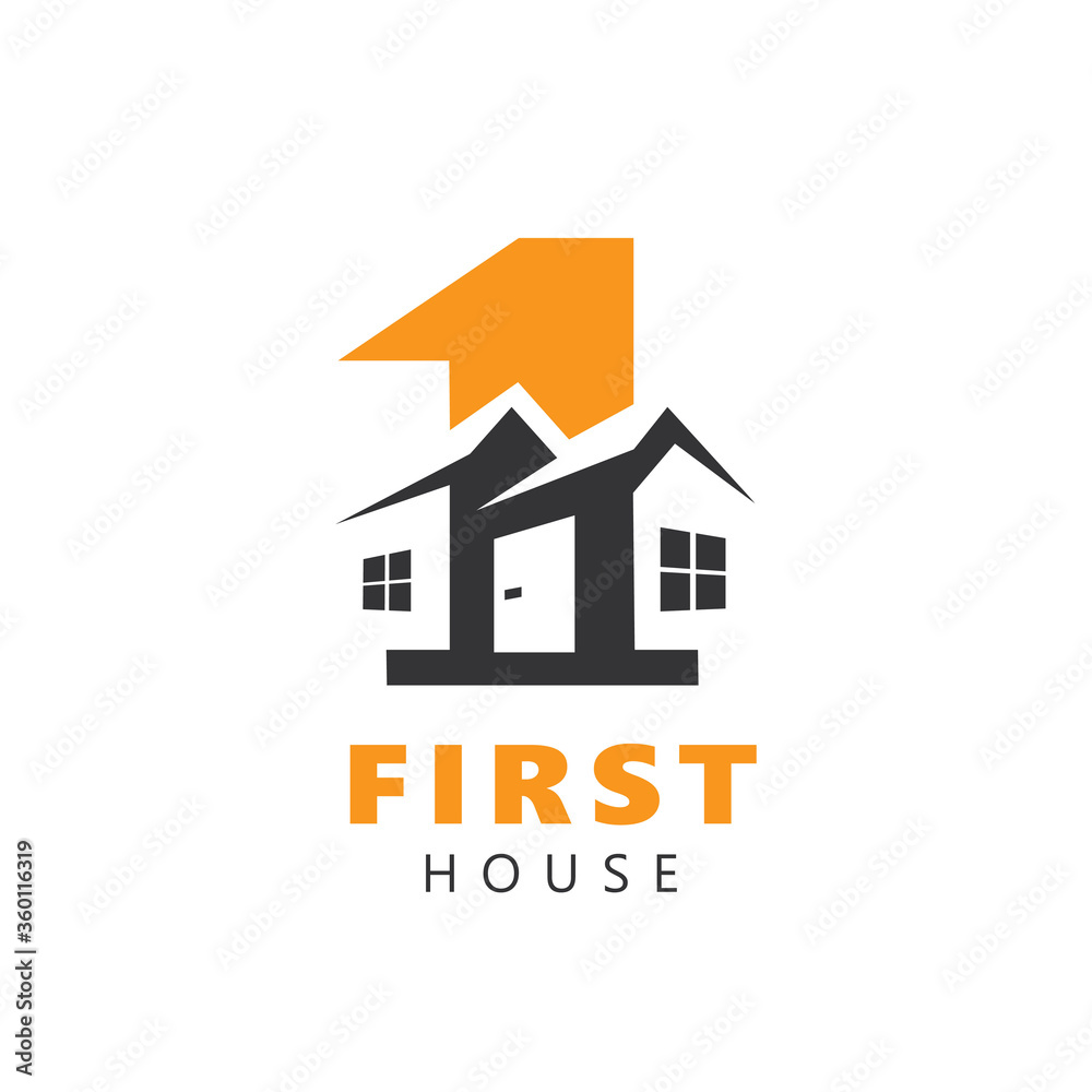 First House silhouette Building Home logo symbol icon Stock Vector