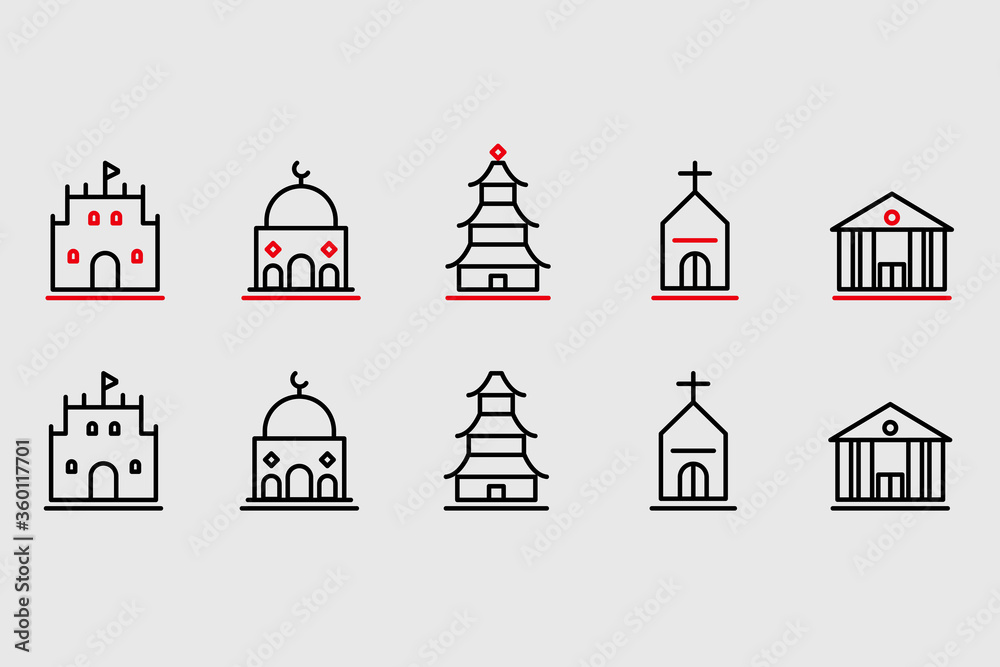 House of worship icon set House of worship icon set