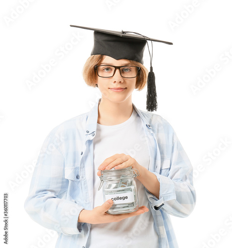 Teenage boy with savings fo...