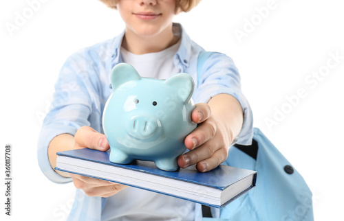 Teenage boy with savings fo...