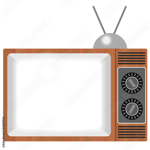 リアルでレトロなテレビのイラスト 画面オン