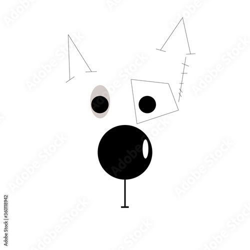 black and white dog icon portrait