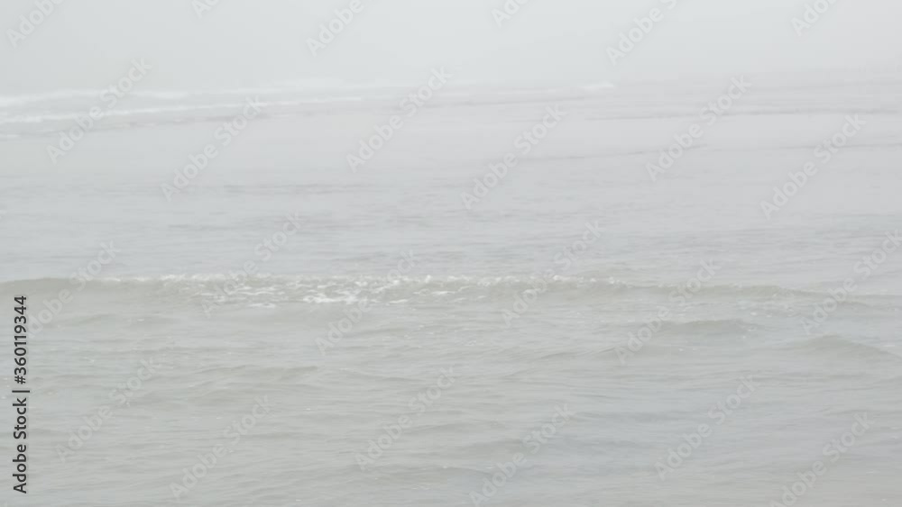 foggy beach and wave
