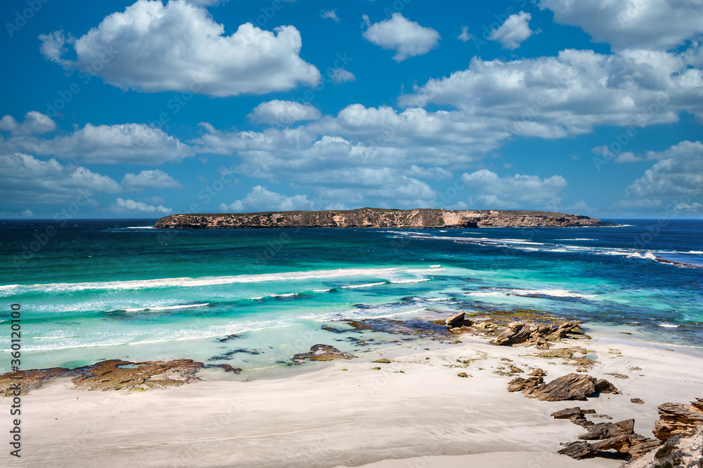 An isolated beach on a sunny day in South Australia
