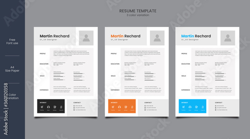 resume or cv design template