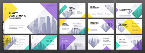Business presentation templates set. Use for modern presentation background, brochure design, website slider, landing page, annual report, company profile.