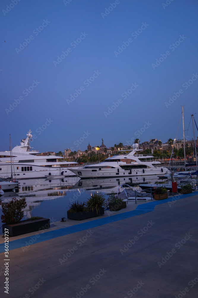 Yachts in Port Vell of Barcelona . Catalonia,Spain