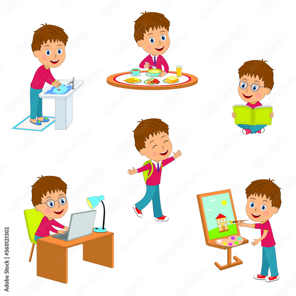 little boy different activity collection,illustration,vector little boy different activity collection,illustration,vector