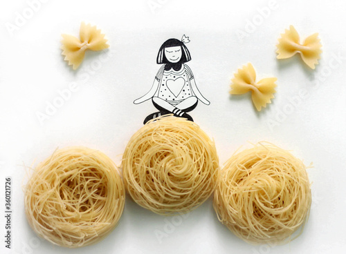 An illustration drawing of a girl sitting on 