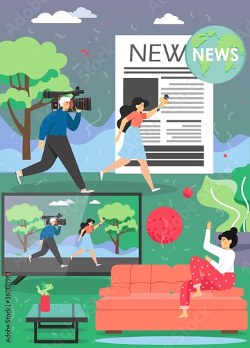 TV news program vector poster design template