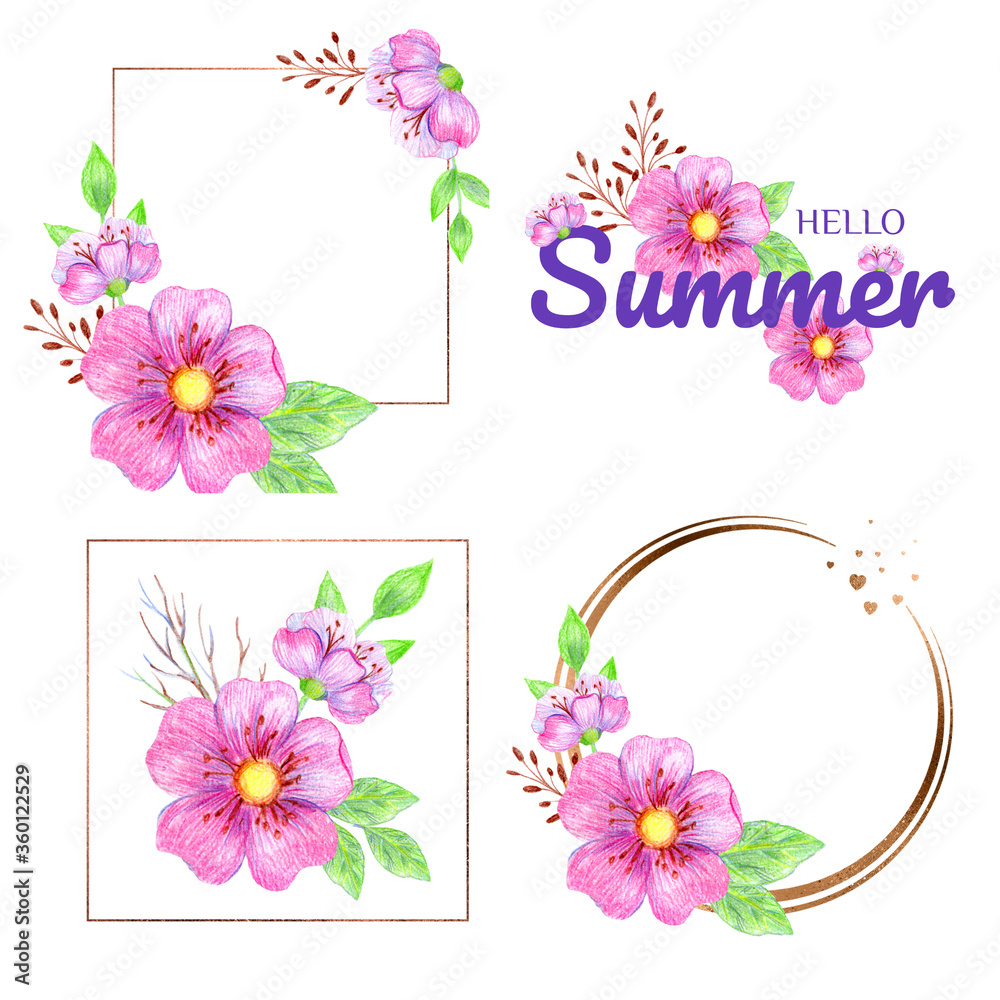 
frame with flowers for printing on paper or fabric