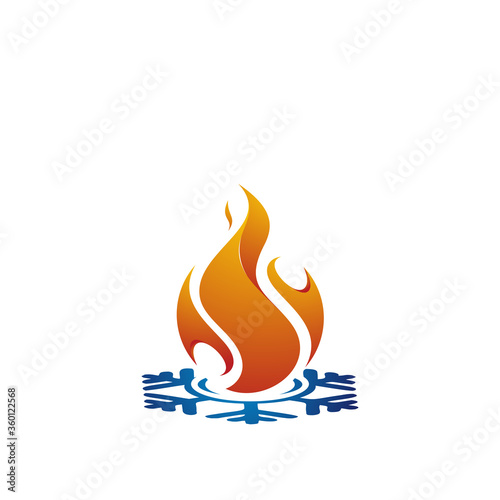 Colorful fire and cold snow