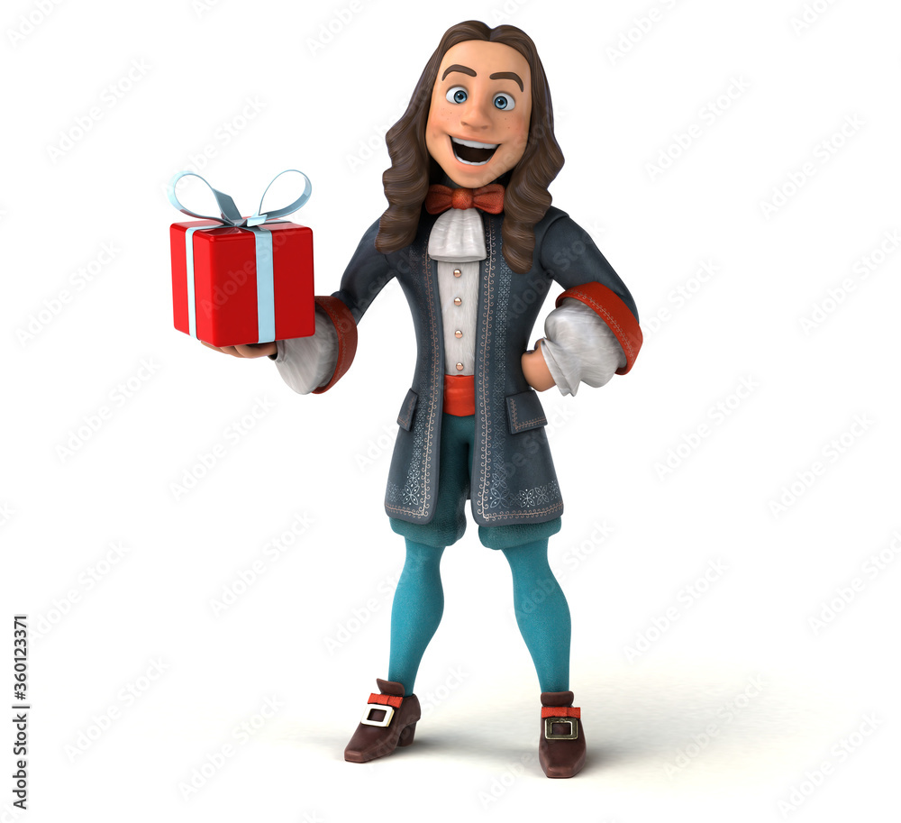 3D Illustration of a cartoon man in historical baroque costume 3D Illustration of a cartoon man in historical baroque costume