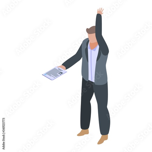 Office manager give cv icon. Isometric of office manager give cv vector icon for web design isolated on white background