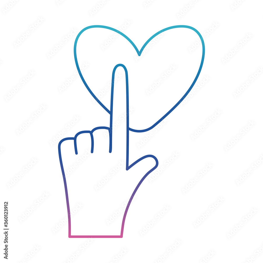 Hand touching heart degraded line style icon vector design Hand touching heart degraded line style icon vector design