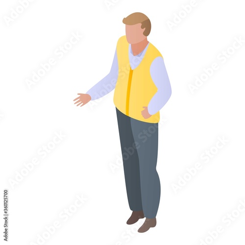 Croupier yellow vest icon. Isometric of croupier yellow vest vector icon for web design isolated on white background