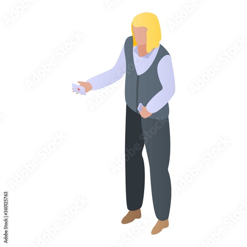Casino croupier icon. Isometric of casino croupier vector icon for web design isolated on white background