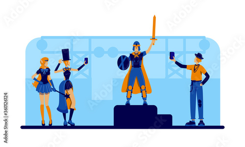 Cosplayer festival 2D vector web banner, poster