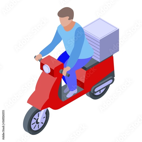 Courier ride scooter icon. Isometric of courier ride scooter vector icon for web design isolated on white background