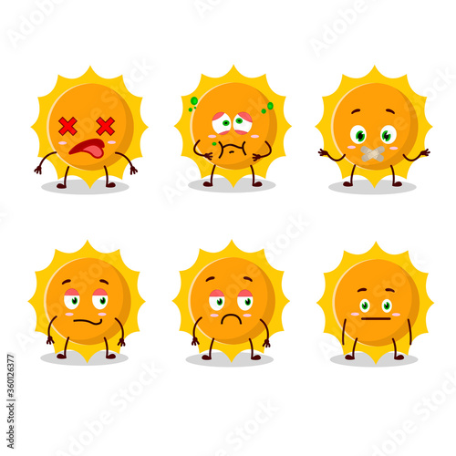 Sun cartoon in character with nope expression