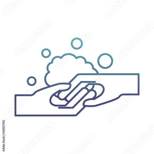 hands washing with soap degraded line style icon vector design