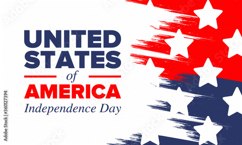 Independence Day in United States of America. The Fourth of July. Happy national holiday, celebrated annual in July 4. American flag. Country freedom day. Patriotic event design. Vector poster