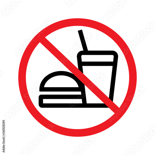 No eating and no drinks allowed isolated on white background