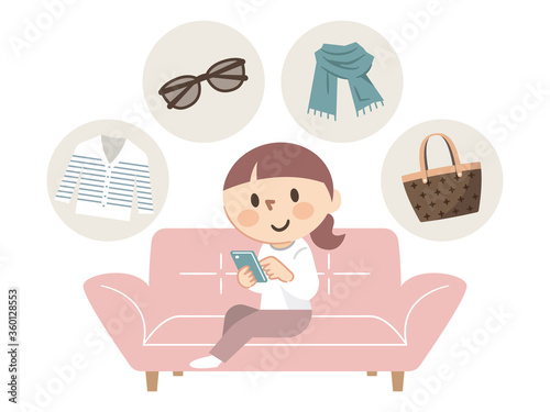 ネットショッピングをする若い女性