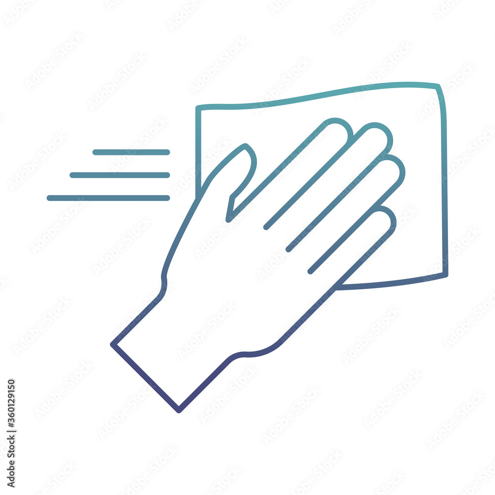 hand with rag degraded line style icon vector design hand with rag degraded line style icon vector design