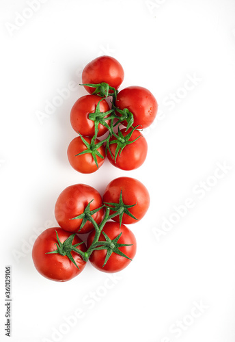Tomatoes, healthy food. Isolated tomato top view. white background or closeup