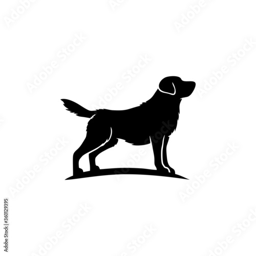 Black and white dog silhouette vector