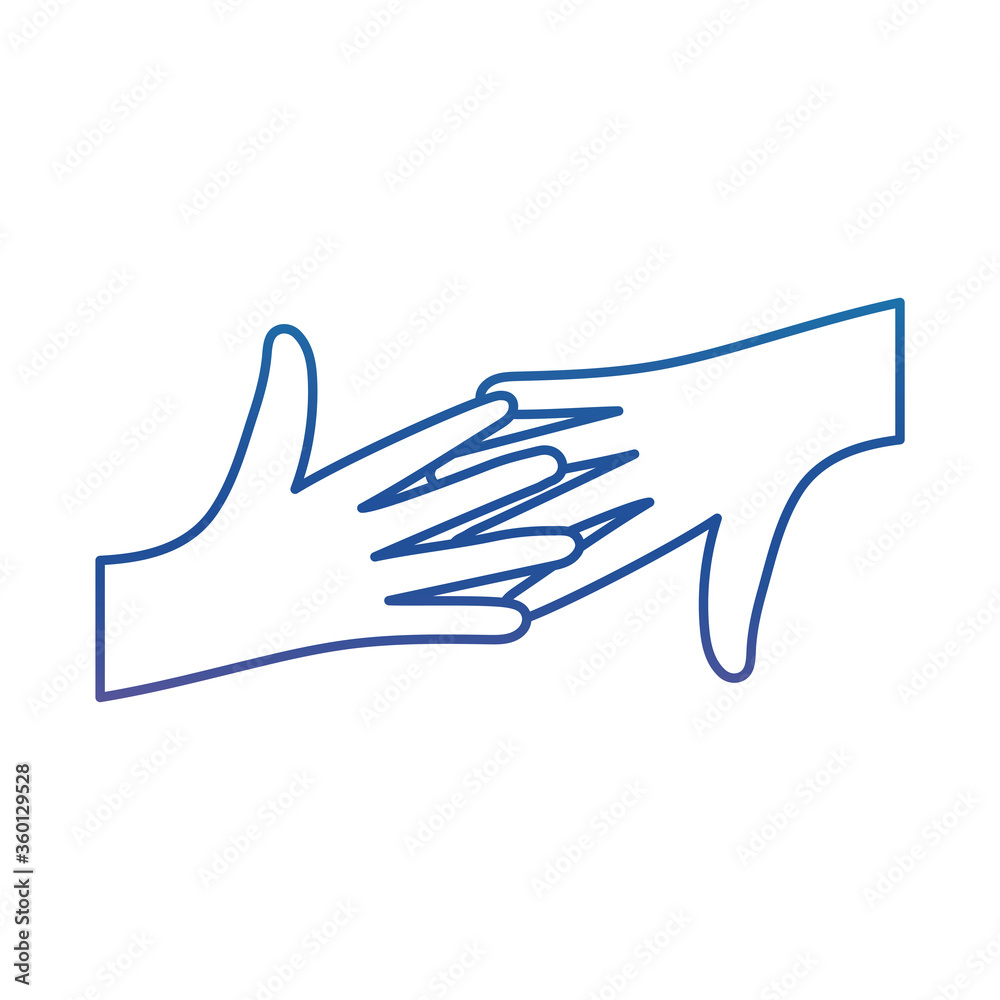 Hands touching degraded line style icon vector design