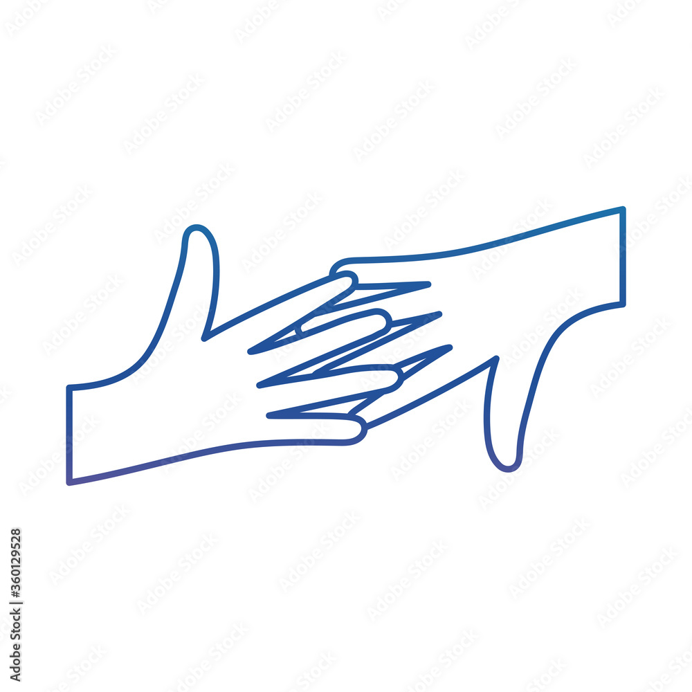 Hands touching degraded line style icon vector design Hands touching degraded line style icon vector design