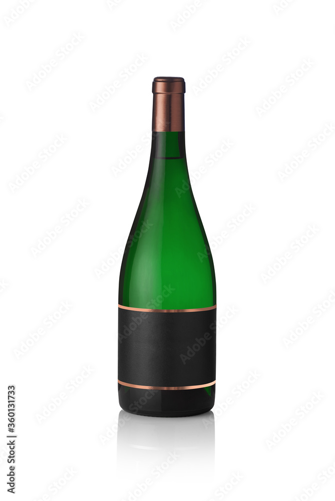 Mockup of a green bottle isolated on a white background Mockup of a green bottle isolated on a white background