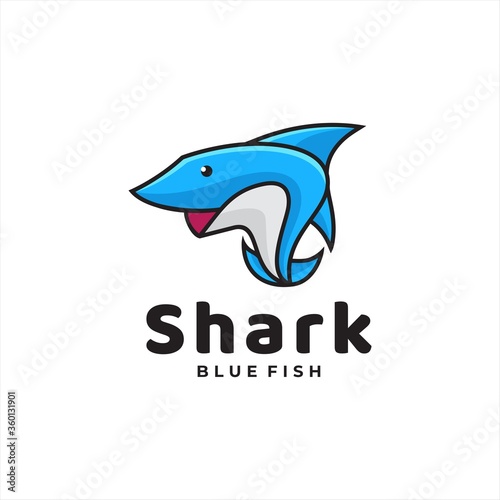 Vector Illustration Shark Simple Mascot Style.