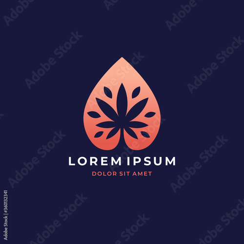 Modern linear cannabis leaf logo icon. Cannabis oil business logotype concept. Vector illustration.
