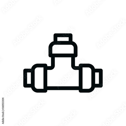 Plumbing pipe fittings isolated icon, PVC tube fitting outline vector icon