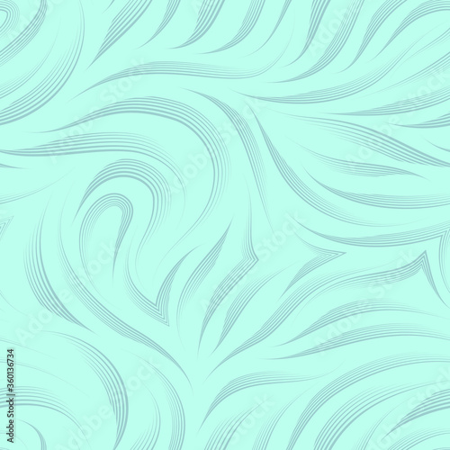 Seamless vector pattern of smooth lines drawn by a pen on a turquoise background. Elegant texture for fabrics and wrapping paper or packaging. Pattern of t-shirts from leggings or curtains