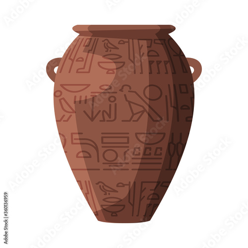 Egyptian Clay Vase Symbol of Egypt Flat Style Vector Illustration on White Background