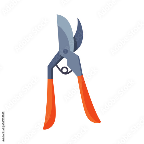 Garden Pruner, Agriculture Work Equipment Flat Style Vector Illustration on White Background