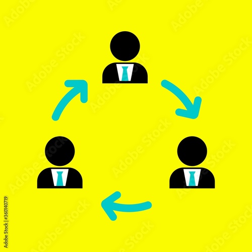 Symbol of the rotation of benefits between people. Vector illustration of team work.